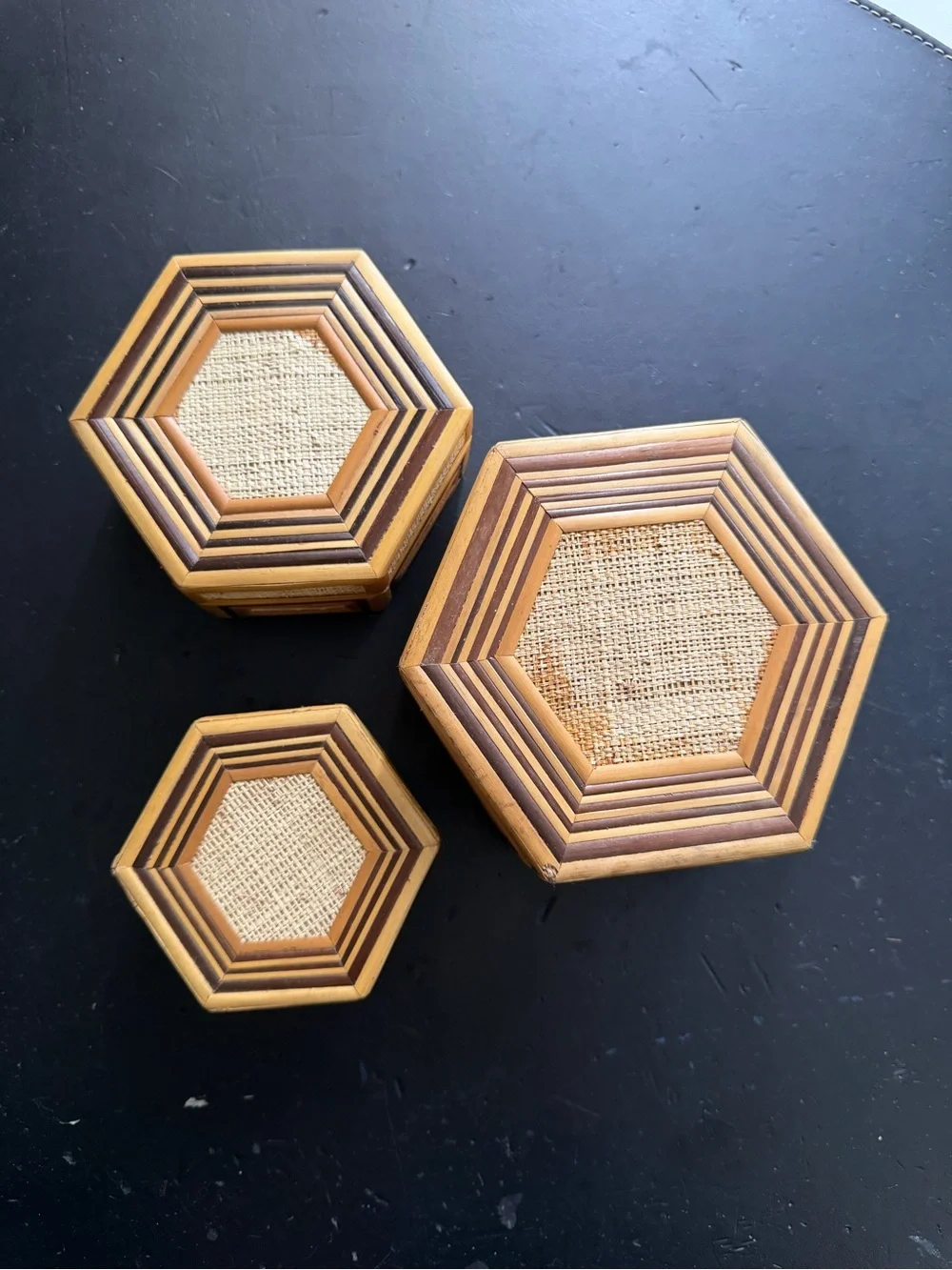Vintage Boho Stacking Trinket Boxes Set of 3
